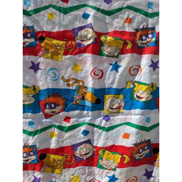 Vintage 1997 Nickelodeon Rugrats Twin Flat Bed Sheet Springs Tommy Angelica - Picture 4 of 9